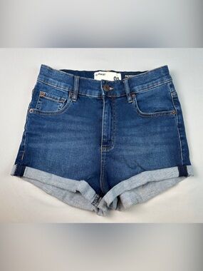 Garage Retro High Waist Jean Shorts Dark Blue Denim